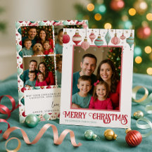 Colorful Family 5 Photo Merry Christmas