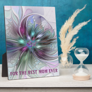 Colorful Fantasy Abstract Fractal Flower Best Mom フォトプラーク