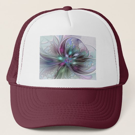 Colorful Fantasy Abstract Modern Fractal Flower キャップ (正面)