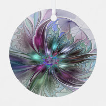 Colorful Fantasy Abstract Modern Fractal Flower