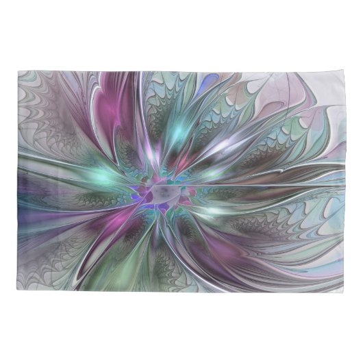 Colorful Fantasy Abstract Modern Fractal Flower 枕カバー (裏面)