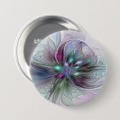 Colorful Fantasy Abstract Modern Fractal Flower 缶バッジ (正面&裏面)