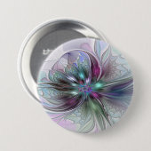 Colorful Fantasy Abstract Modern Fractal Flower 缶バッジ (正面&裏面)