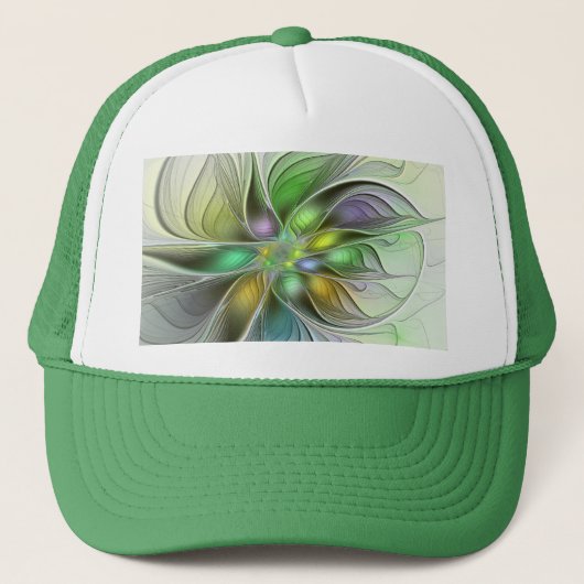 Colorful Fantasy Flower Modern Abstract Fractal キャップ (正面)