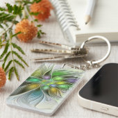 Colorful Fantasy Flower Modern Abstract Fractal キーホルダー (正面右)