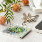 Colorful Fantasy Flower Modern Abstract Fractal キーホルダー (側面)