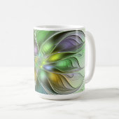 Colorful Fantasy Flower Modern Abstract Fractal コーヒーマグカップ (正面右)