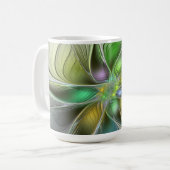 Colorful Fantasy Flower Modern Abstract Fractal コーヒーマグカップ (正面左)