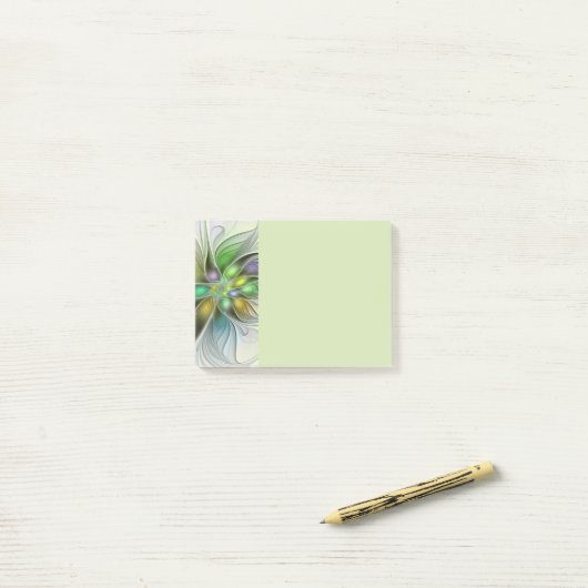 Colorful Fantasy Flower Modern Abstract Fractal ポストイット (デスク上)