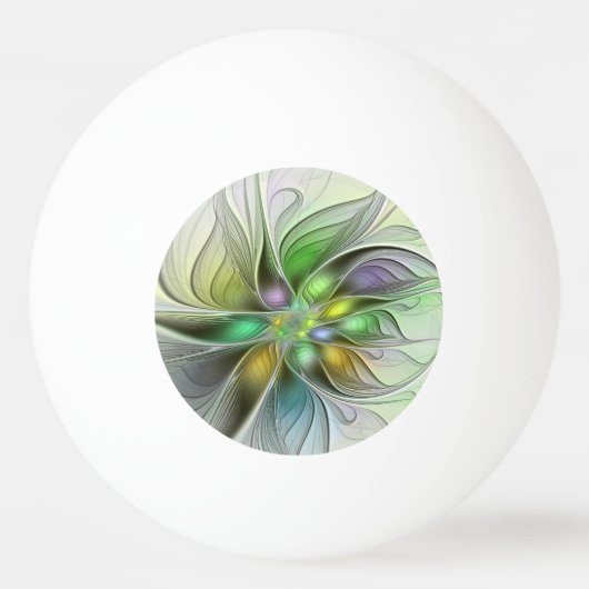Colorful Fantasy Flower Modern Abstract Fractal 卓球ボール (正面)