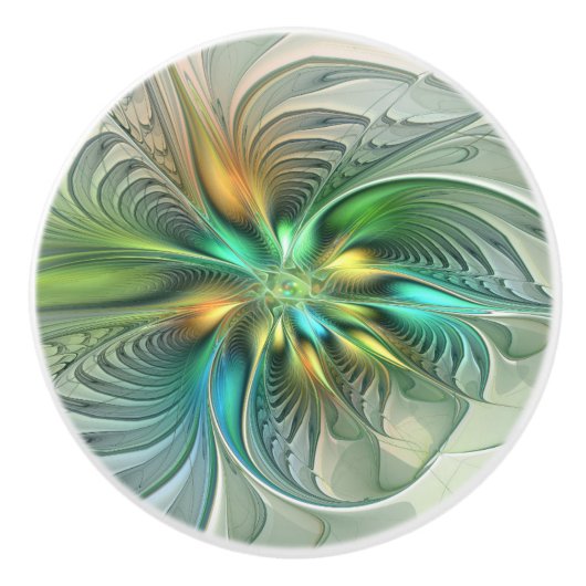 Colorful Fantasy Modern Abstract Flower Fractal セラミックノブ (正面)