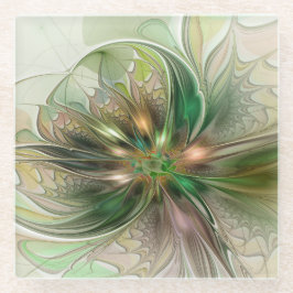 Colorful Fantasy Modern Abstract Fractal Flower ガラスコースター
