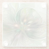 Colorful Fantasy Modern Abstract Fractal Flower ガラスコースター (裏面)