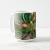 Colorful Fantasy Modern Abstract Fractal Flower コーヒーマグカップ (正面左)