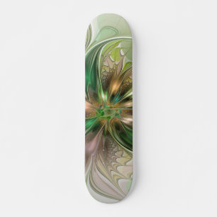 Colorful Fantasy Modern Abstract Fractal Flower スケートボード