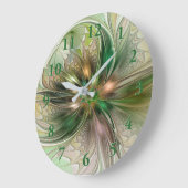 Colorful Fantasy Modern Abstract Fractal Flower ラージ壁時計 (傾斜)