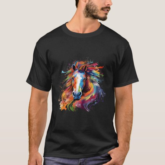 Colorful Faroese Pony Horse Splash Tシャツ (正面)