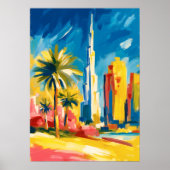 Colorful Fauvist Dubai Skyline Wall Art ポスター (正面)