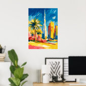 Colorful Fauvist Dubai Skyline Wall Art ポスター (ホームオフィス)