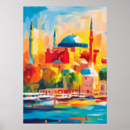 Colorful Fauvist Istanbul Hagia Sophia Art ポスター