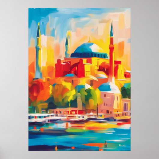 Colorful Fauvist Istanbul Hagia Sophia Art ポスター (正面)