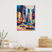 Colorful Fauvist New York Skyline Wall Art ポスター (キッチン)