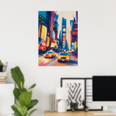 Colorful Fauvist New York Skyline Wall Art ポスター (ホームオフィス)