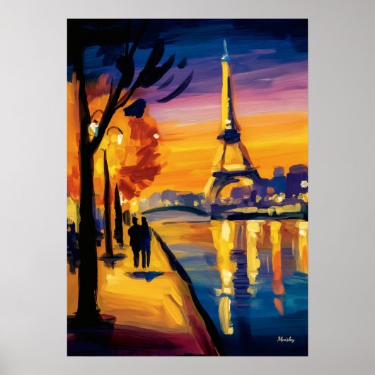 Colorful Fauvist Paris Eiffel Tower Wall Art ポスター (正面)