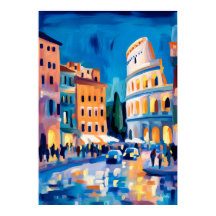Colorful Fauvist Rome Colosseum Wall Art