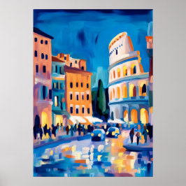 Colorful Fauvist Rome Colosseum Wall Art ポスター