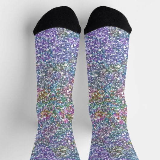 Colorful faux glitter and sparkles pattern ソックス (上部)