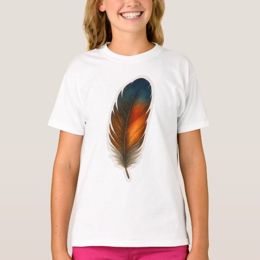 Colorful Feather Design Tシャツ (正面)