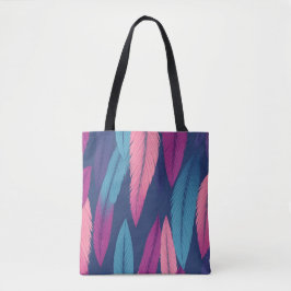 Colorful Feather Pattern Tote Bag with Black Strap トートバッグ