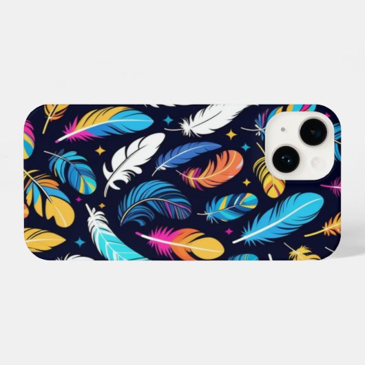 Colorful Feathers Pattern Phone Case  iPhoneケース (裏面横)