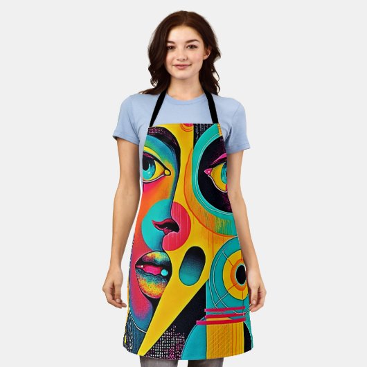 Colorful Feelings: Abstract Face エプロン (着用した状態)
