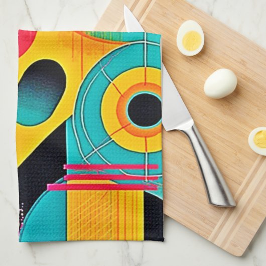 Colorful Feelings: Abstract Face キッチンタオル (四つ折り)