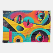 Colorful Feelings: Abstract Face キッチンタオル (横)