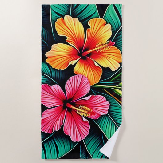 Colorful Feelings: Abstract Face ビーチタオル (正面)