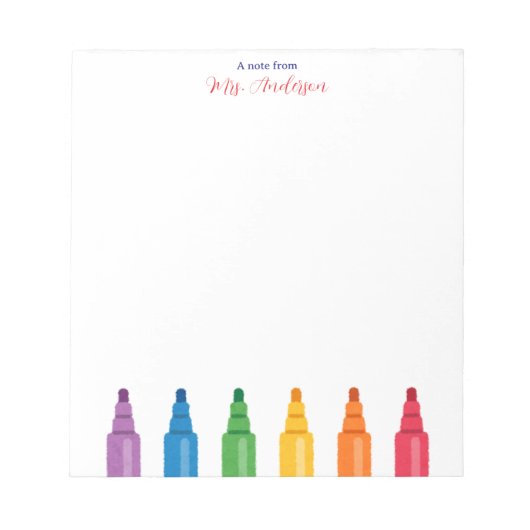 Colorful Felt-Pens Kindergarten Teacher Notepad ノートパッド (正面)