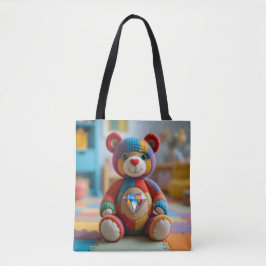 Colorful Felted Teddy Bear トートバッグ