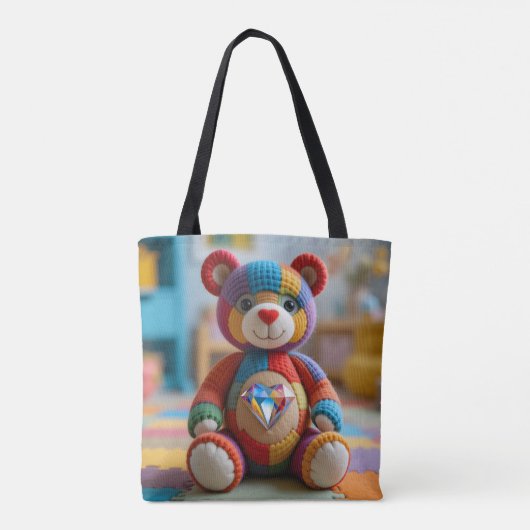 Colorful Felted Teddy Bear トートバッグ (裏面)