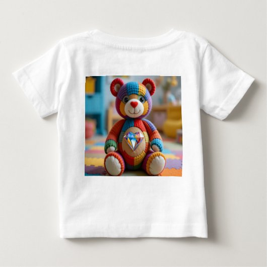 Colorful Felted Teddy Bear ベビーTシャツ (裏面)