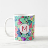 Colorful Feminine Heart Pattern Creative Initial コーヒーマグカップ (左)