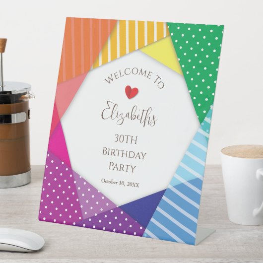 Colorful Festival Themed 30th Birthday Welcome  台座サイン (インサイチュ)