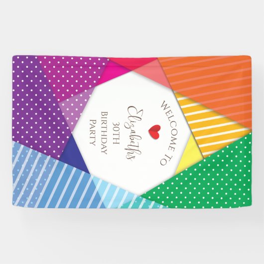 Colorful Festival Themed 30th Birthday Welcome 横断幕 (横)