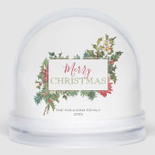 Colorful Festive Christmas Floral Snow Globe (正面)