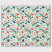 Colorful Festive Christmas Holiday Pastel Green ラッピングペーパー (フラット)