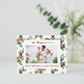 Colorful Festive Christmas Holly One-Photo シーズンポストカード (スタンド正面)
