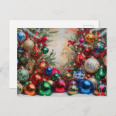 Colorful Festive Christmas Ornaments シーズンポストカード (正面/裏面)