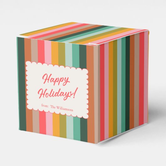 Colorful Festive Stripe Modern Holiday Cookie フェイバーボックス (正面サイド)